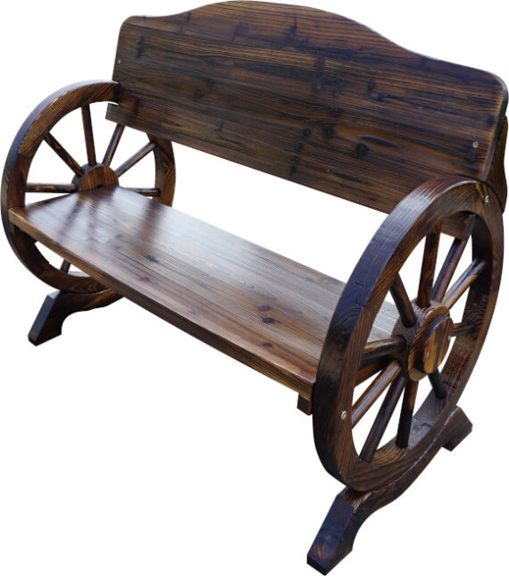 Wooden Wagon Wheel Bench